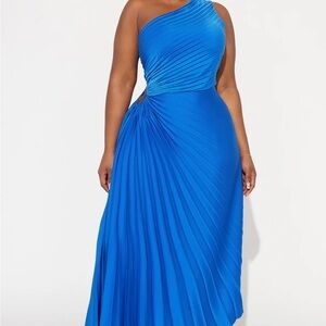 Fashion Nova Vibrant Blue One-Shoulder Dress